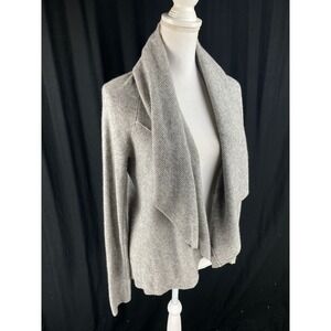Olivia & Grace M‎ Cashmere Open Front Cardigan Knit Ribbed Draped Gray